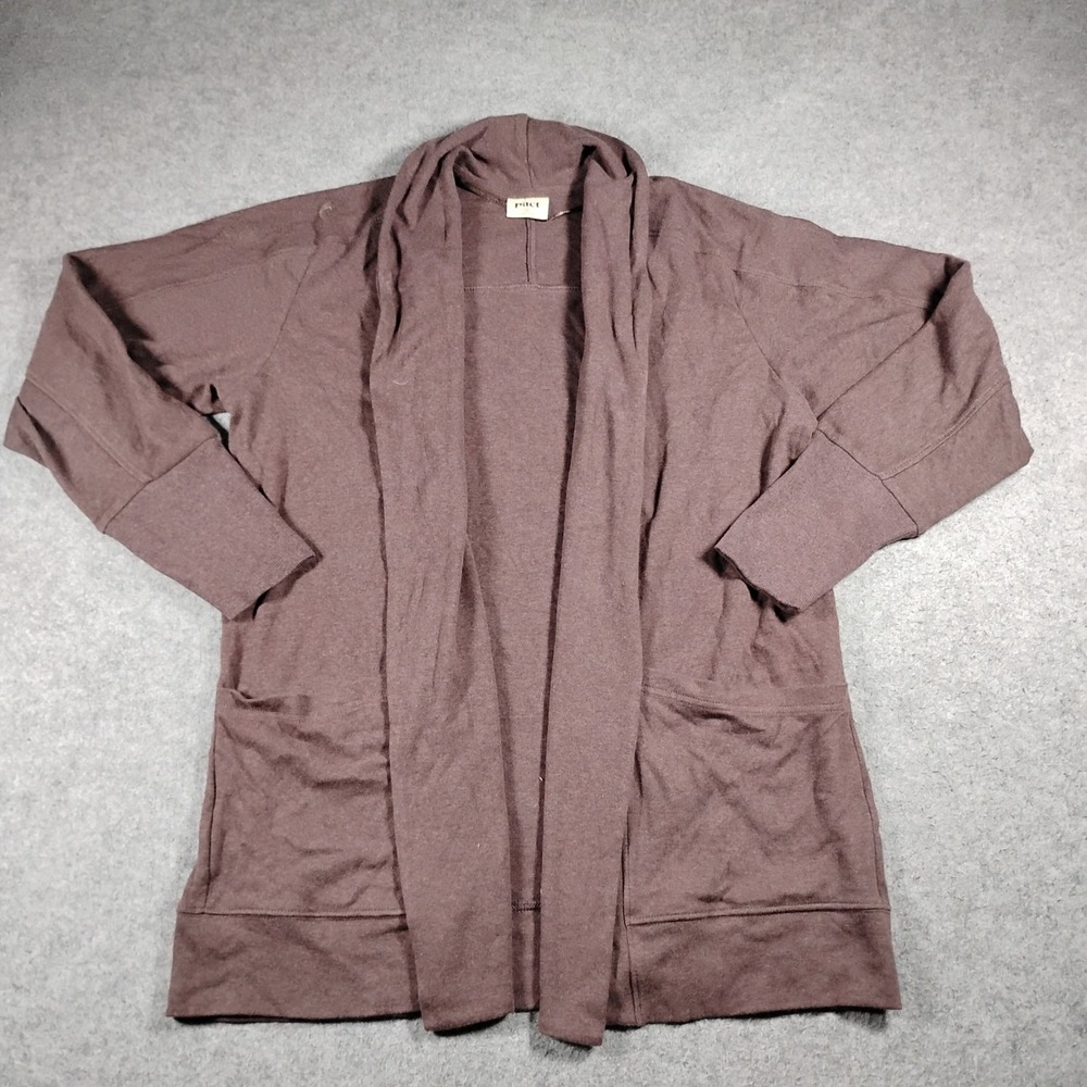 Pact Womens Brown 100% Organic Cotton Open Front Pockets Cardigan Sweater Size M